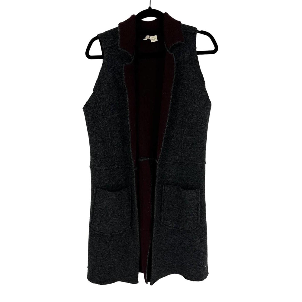 Moth Anthropologie Morris Open Drape Knit Sweater Vest Cardigan Size XS/S Gray